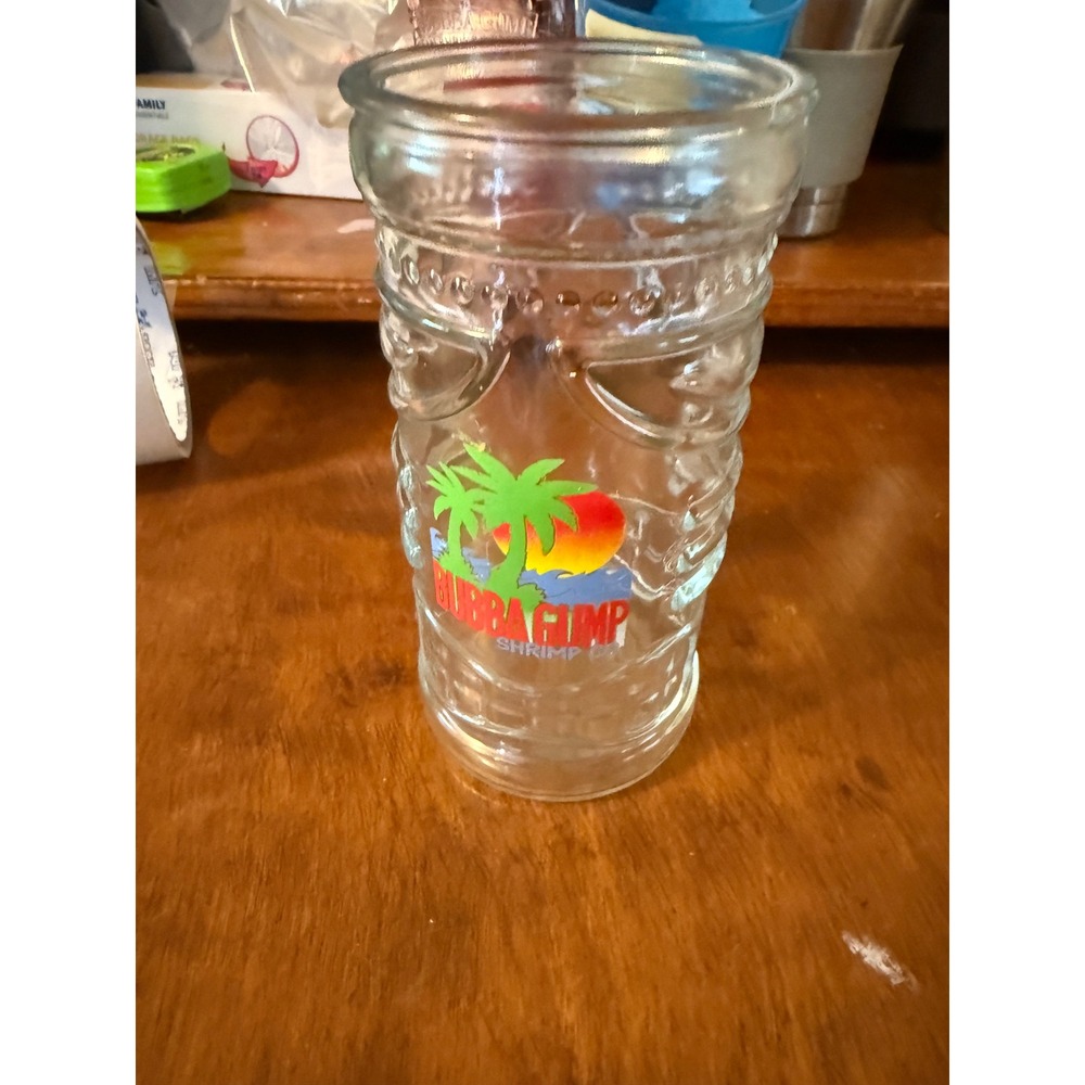 Bubba Gump Shrimp Co Tiki Glass Clear Textured Souvenir Cocktail Tumbler Mug